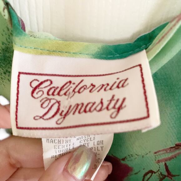 Vintage California Dynasty Emerald Green Floral Slip Dress Chemise Medium - Picture 4 of 5